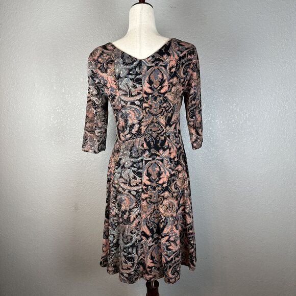 Peruvian Connection Womens Cotton Jersey Print Fit Flare Dress M Medium - Picture 6 of 9